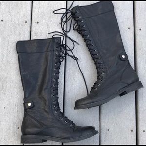 Lucky brand black Moto lace up boot
